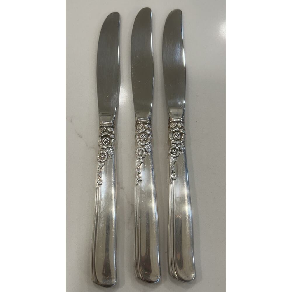 Vtg Oneida Prestige Gay Adventure 1955 Silver Plated MCM Set Of 3 Dinner Knives